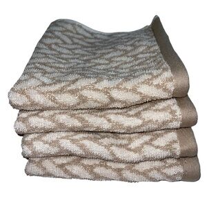 Ralph Lauren Sanders Spencer tan basket weave set of 4 Washcloths NWT